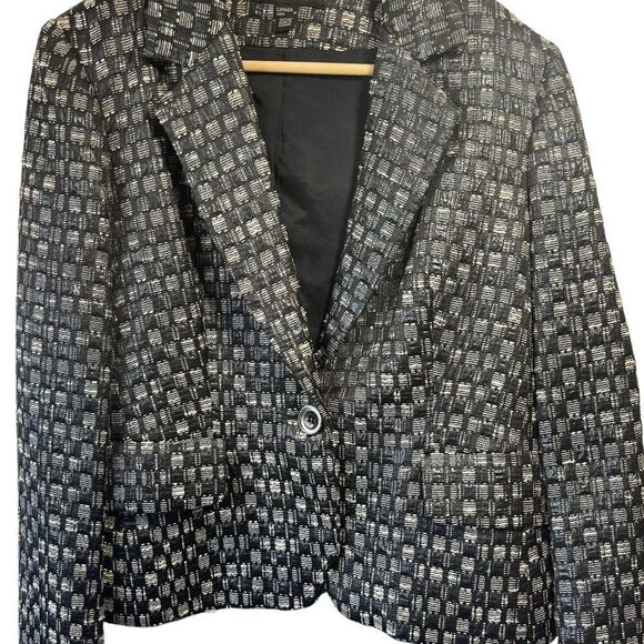 Louben Vintage Black Woven Fitted Blazer Sz 12 - Picture 1 of 7